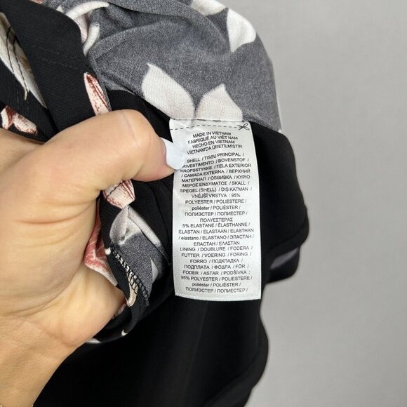 Lauren Ralph Lauren Womens Dress 8 Black Floral Midi Jersey Knot Mock Wrap Work - Picture 11 of 15